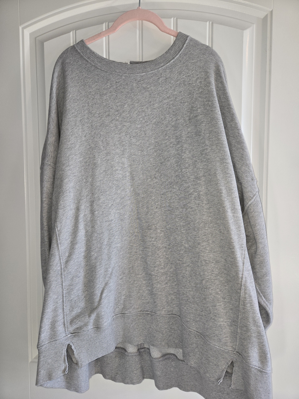 aerie Heather Gray Oversized Distressed Crew Sweatshirt